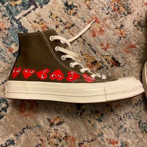 Khaki Converse x Comme des Garcons high tops
